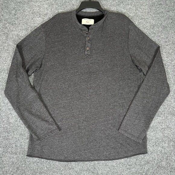 Marine Layer‎ Henley Sweatshirt Mens XL Grey Long Sleeve Pullover Rayon Adult - Picture 1 of 7